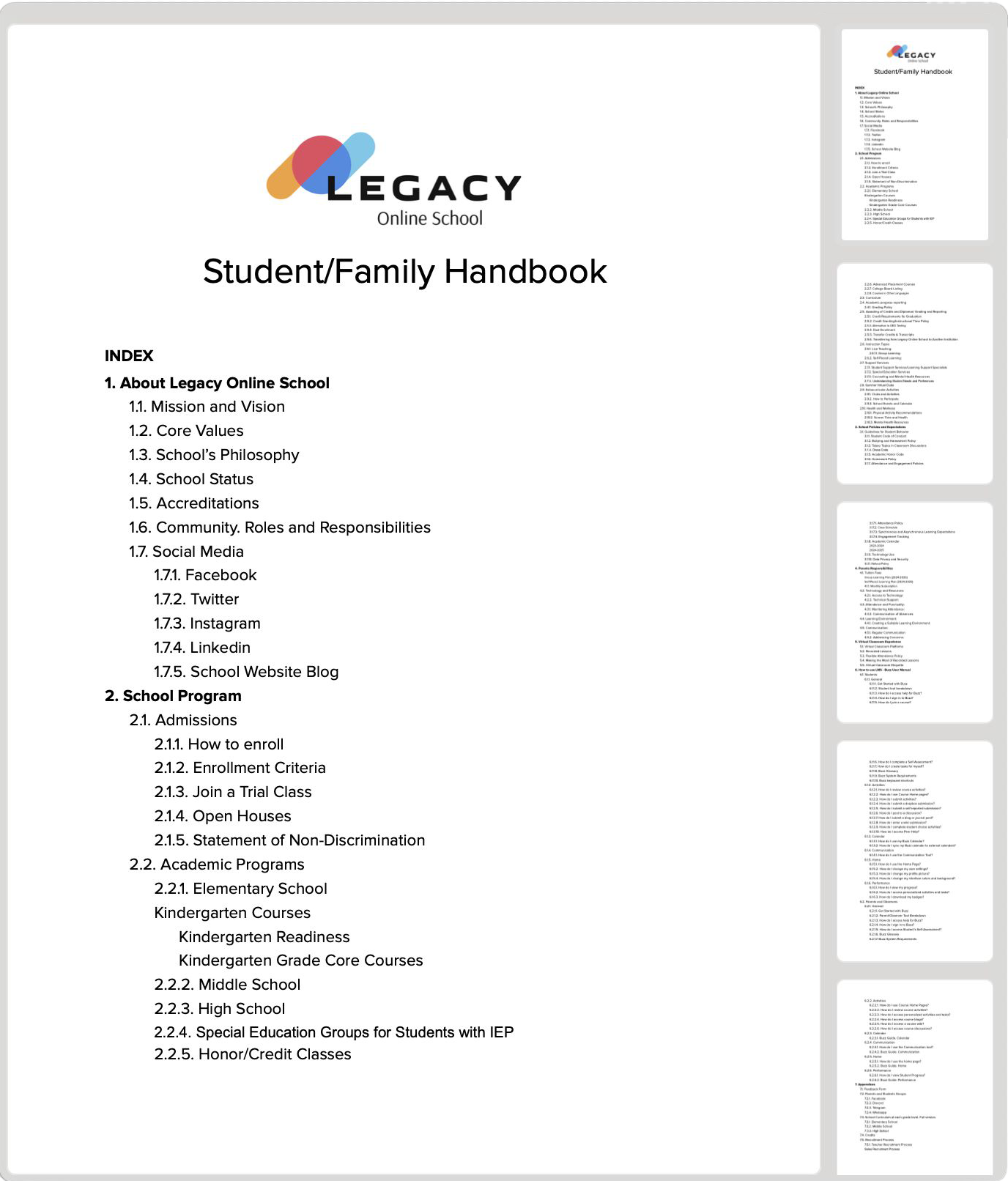 Legacy Online School Parent's Handbook