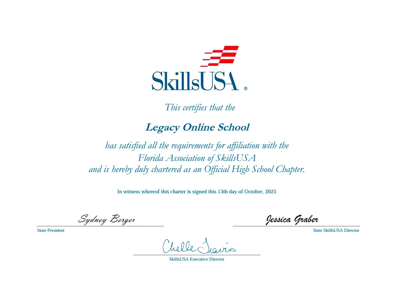 Legacy Online School Joins SkillsUSA as an Official Chapter, Bridging Education and Real-World Skills